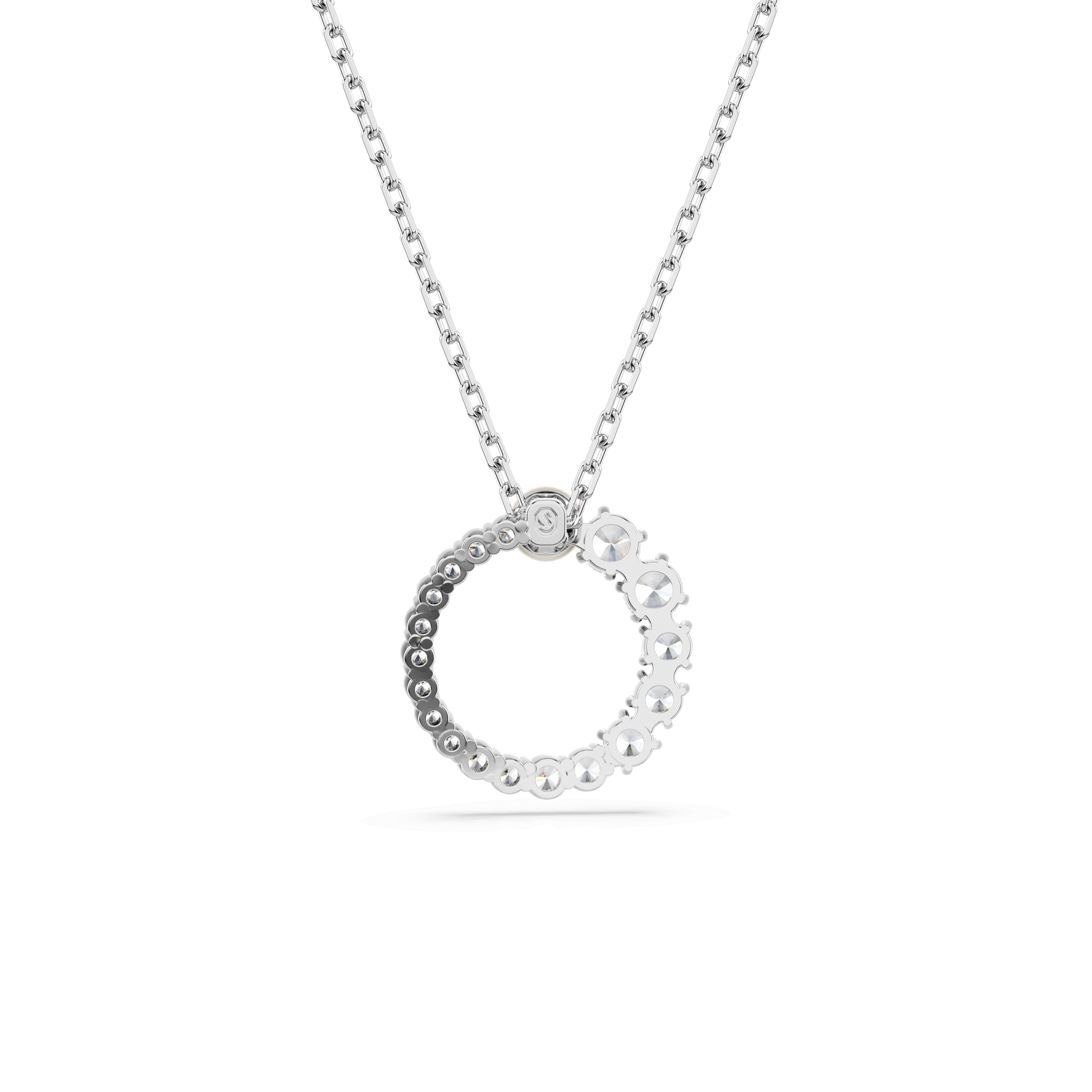 Matrix pendant, Crystal pearl, Round cut, White, Rhodium plated 5688751