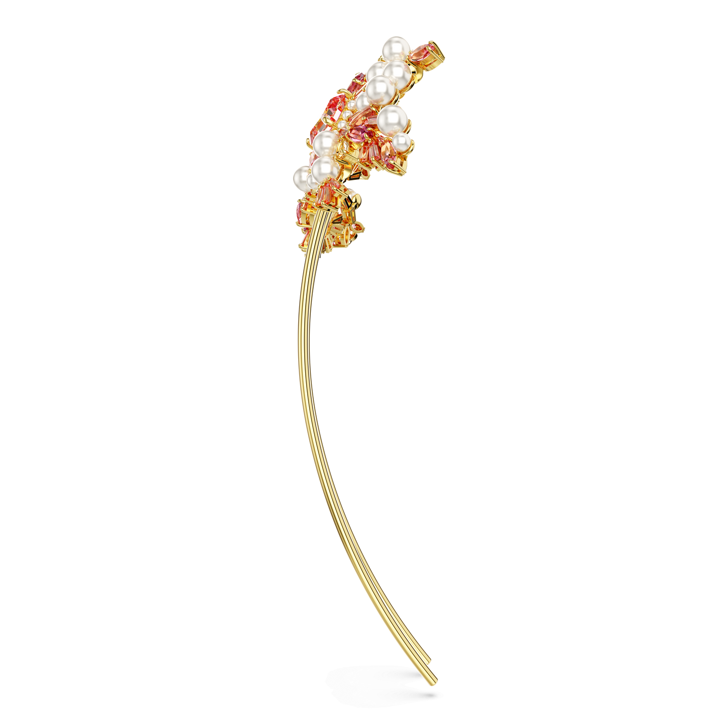 Gema hair clip, Crystal pearl, Mixed cuts, Flower, Pink, Gold-tone plated 5689051