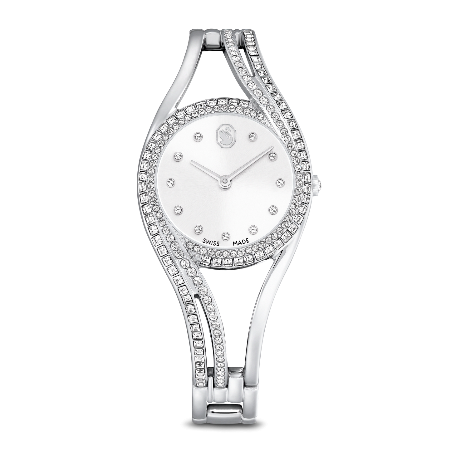 Hyperbola bangle watch, Swiss Made, Metal bracelet, Silver tone, Stainless steel 5689432