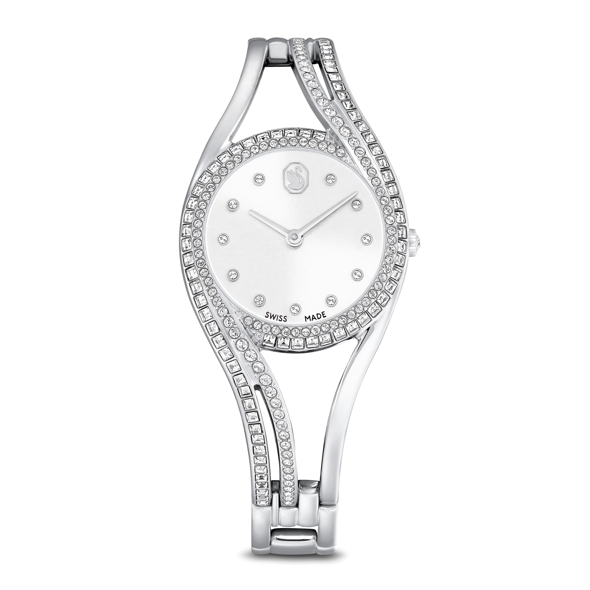 Hyperbola bangle watch, Swiss Made, Metal bracelet, Silver tone, Stainless steel 5689432