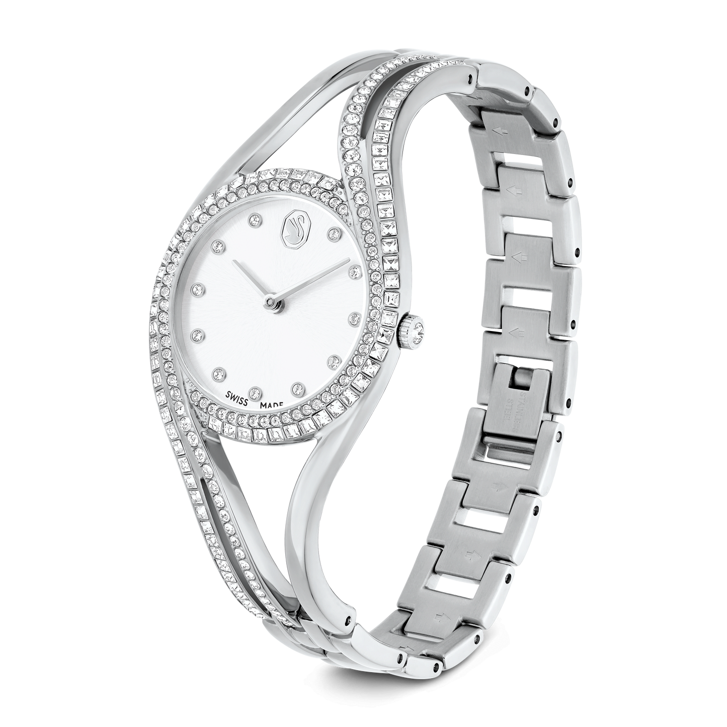 Hyperbola bangle watch, Swiss Made, Metal bracelet, Silver tone, Stainless steel 5689432