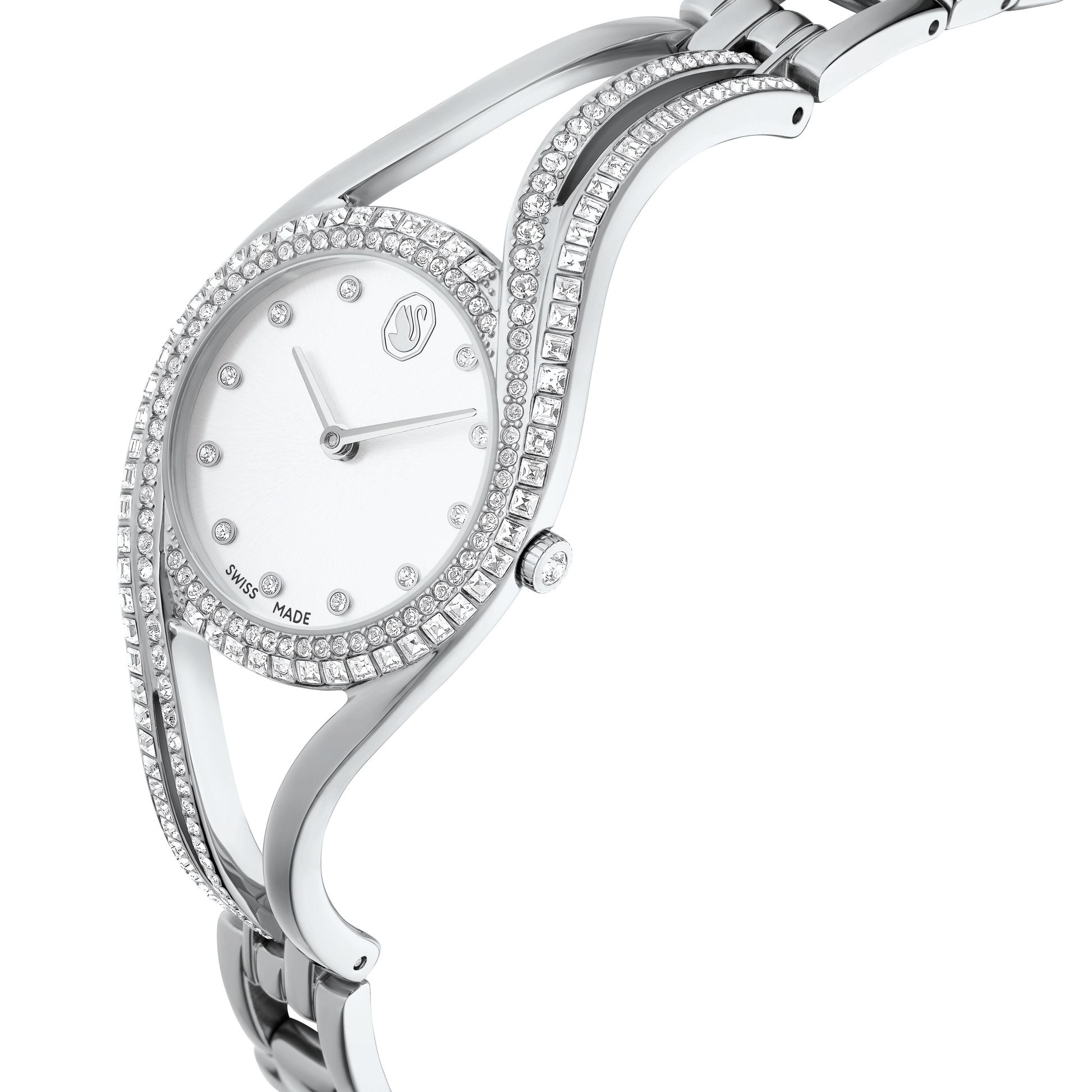 Hyperbola bangle watch, Swiss Made, Metal bracelet, Silver tone, Stainless steel 5689432