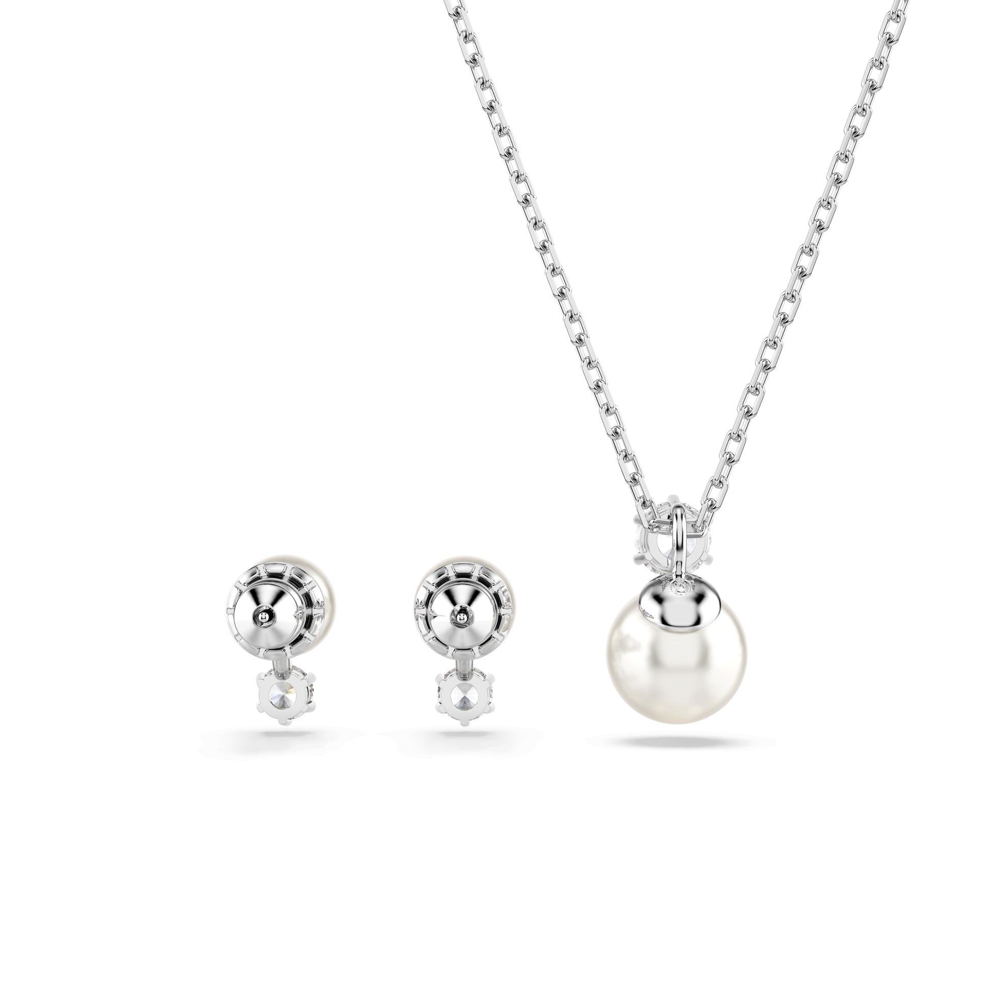 Matrix set, Crystal pearl, Round cut, White, Rhodium plated 5689624