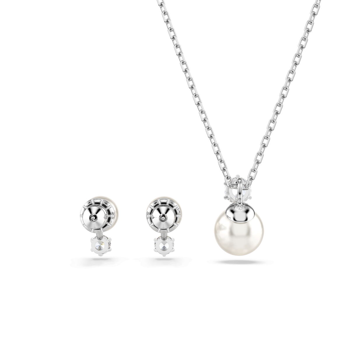 Matrix set, Crystal pearl, Round cut, White, Rhodium plated