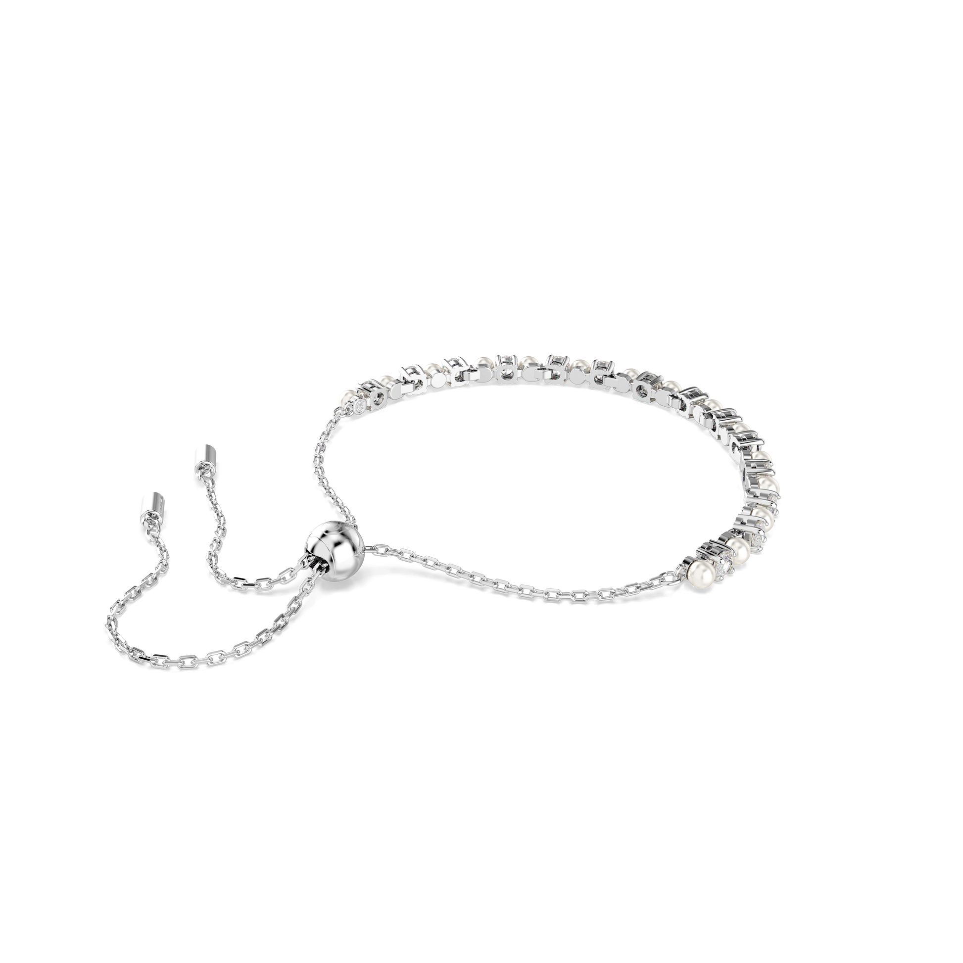 Matrix bracelet, Crystal pearl, Round cut, White, Rhodium plated 5689633
