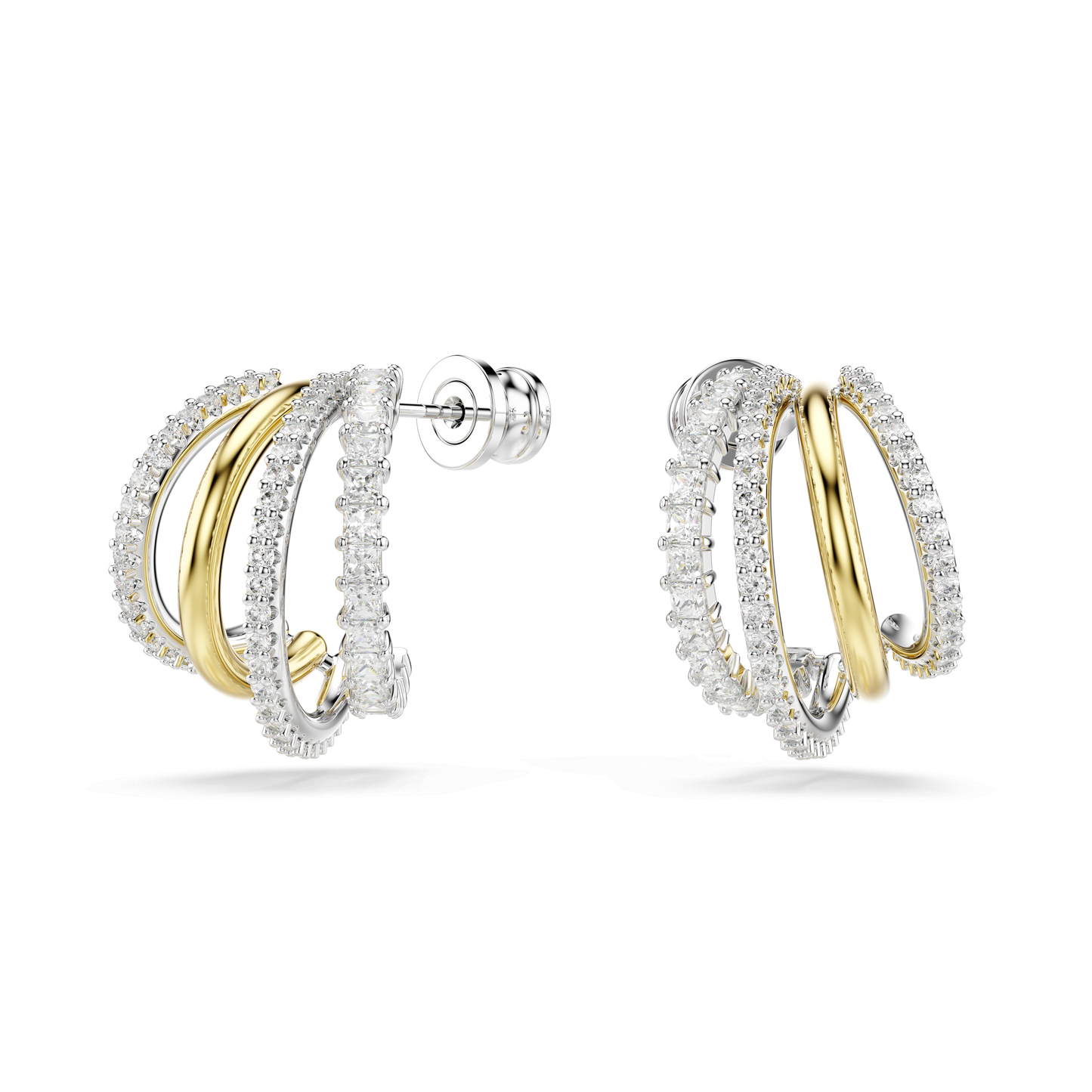 Hyperbola hoop earrings, Mixed cuts, Mini, White, Mixed metal finish 5689718