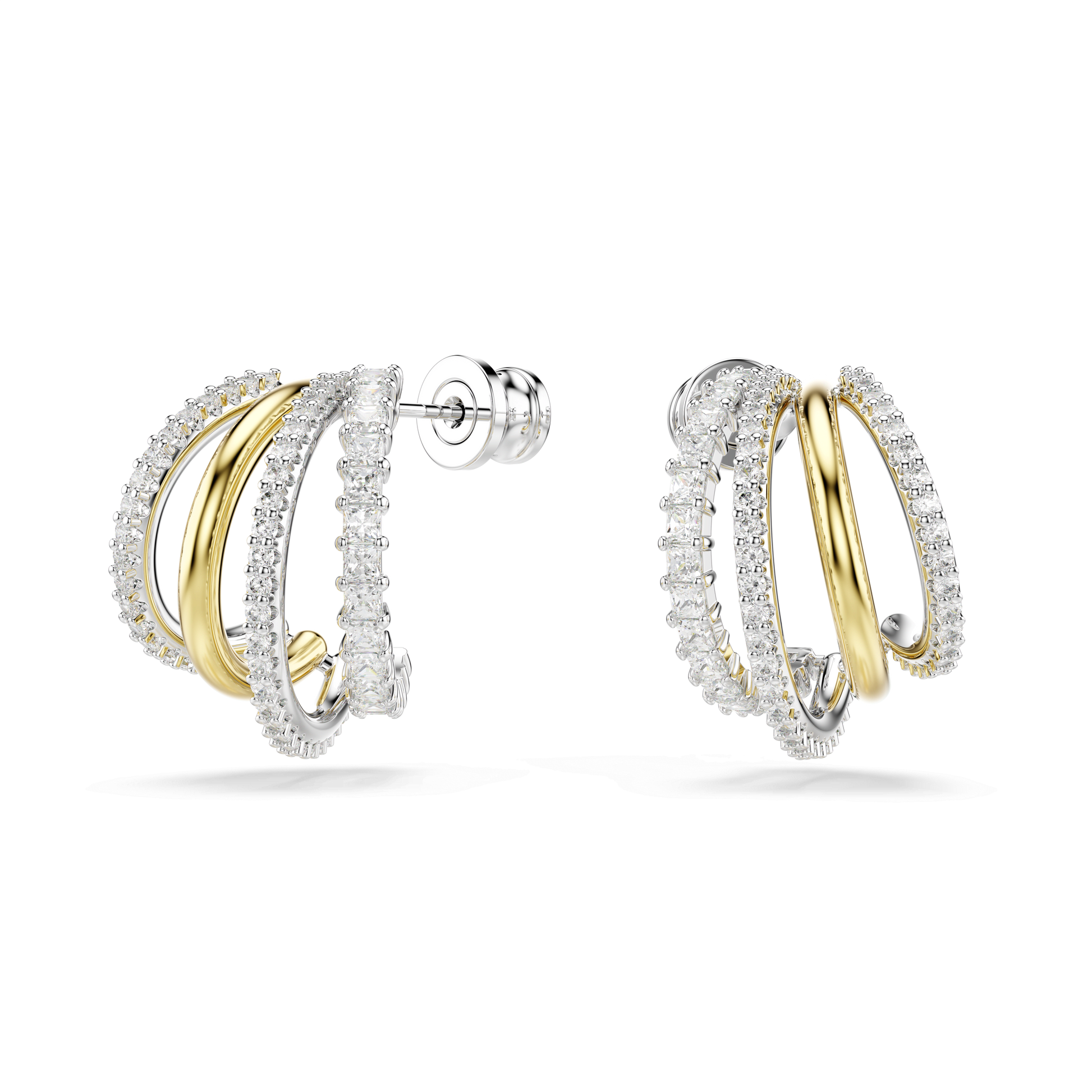 Hyperbola hoop earrings, Mixed cuts, Mini, White, Mixed metal finish 5689718