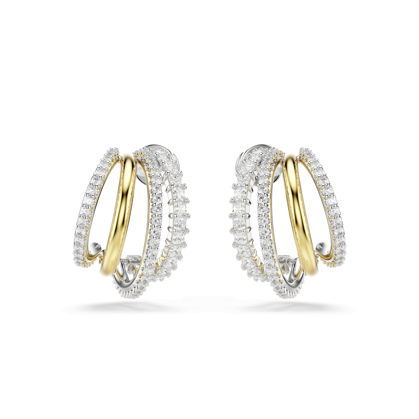 Hyperbola hoop earrings, Mixed cuts, Mini, White, Mixed metal finish 5689718