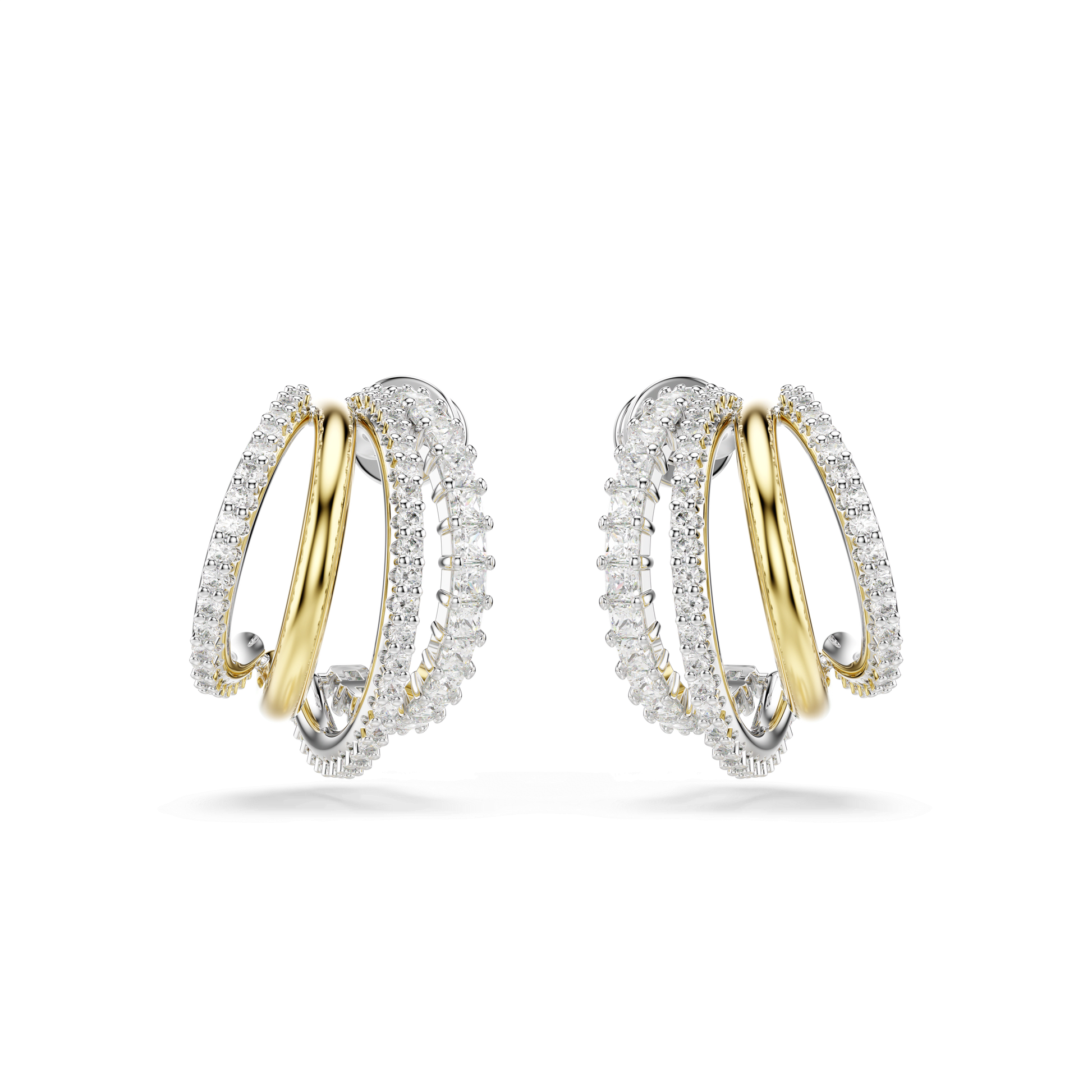 Hyperbola hoop earrings, Mixed cuts, Mini, White, Mixed metal finish 5689718