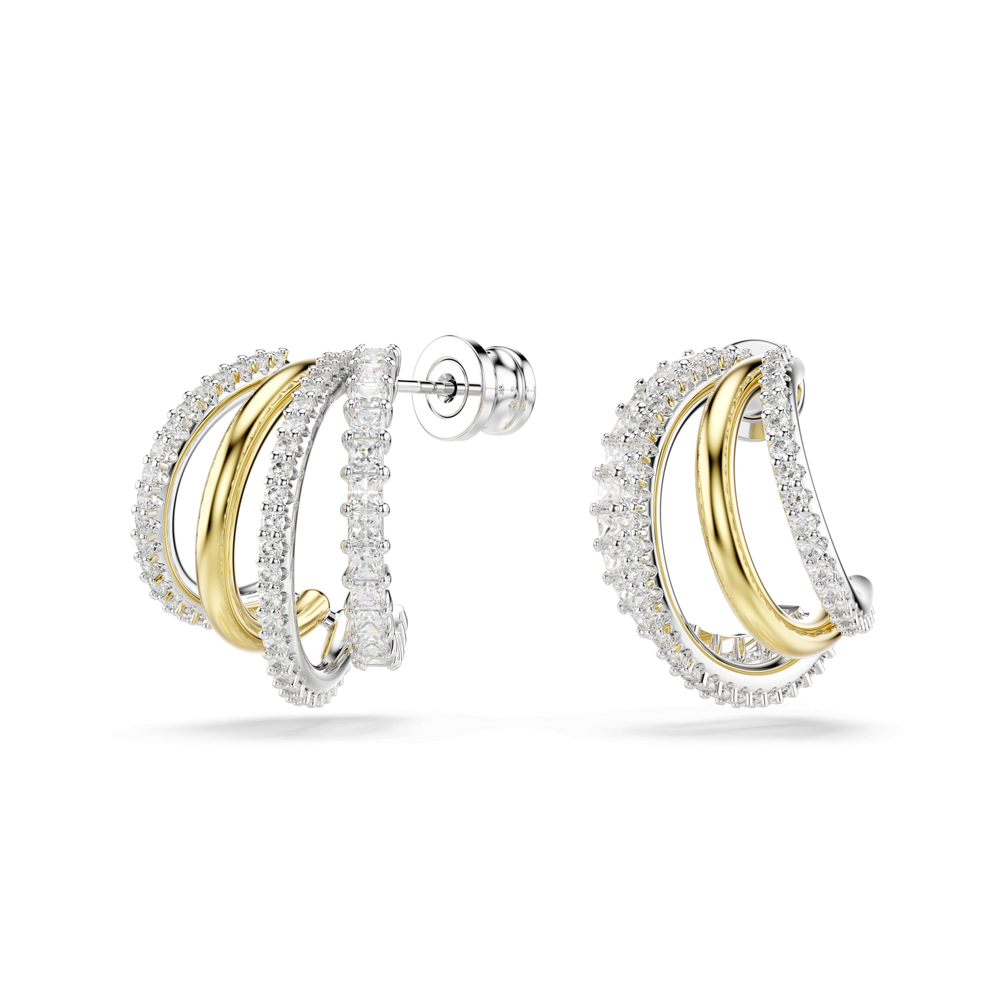 Hyperbola hoop earrings, Mixed cuts, Mini, White, Mixed metal finish 5689718
