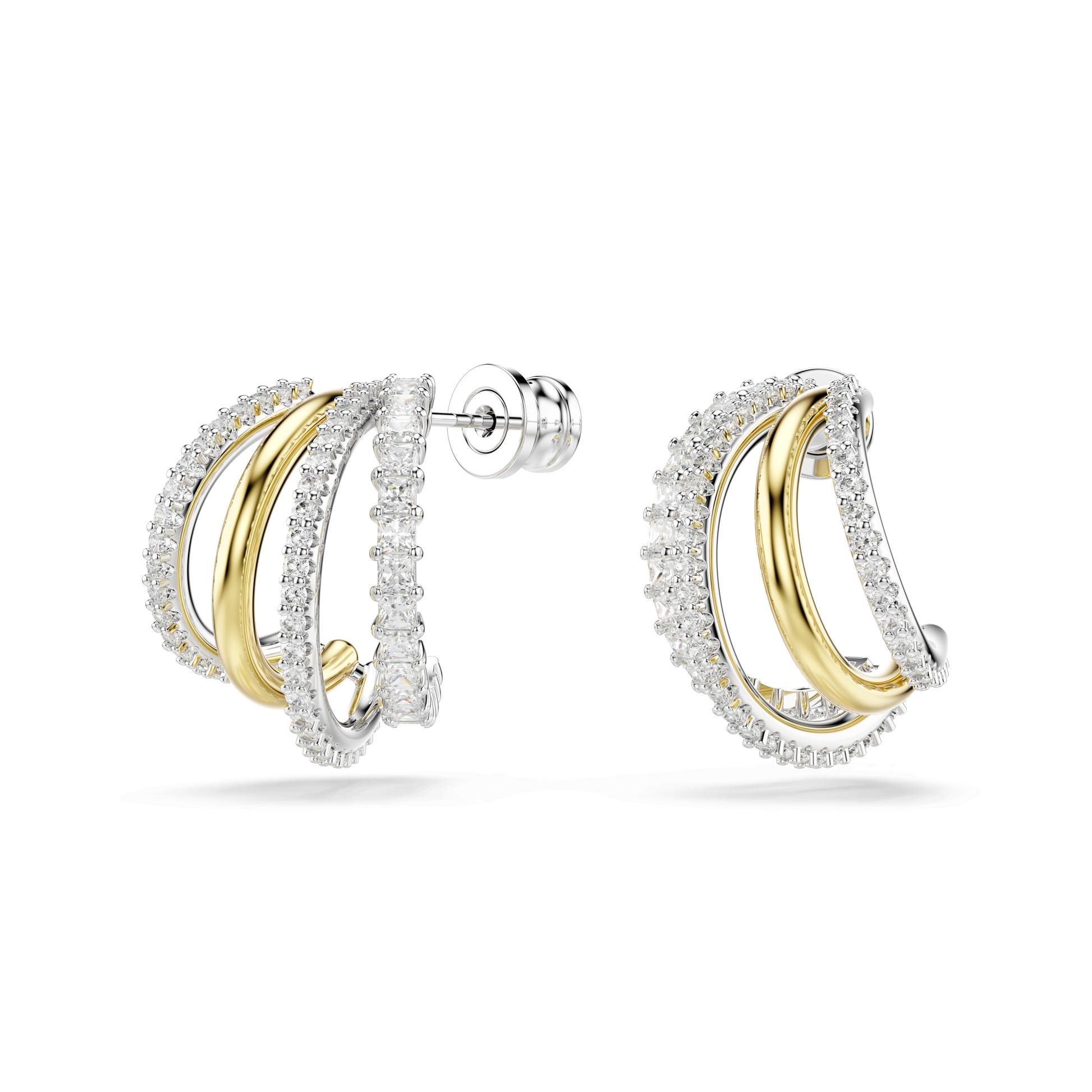 Hyperbola hoop earrings, Mixed cuts, Mini, White, Mixed metal finish 5689718