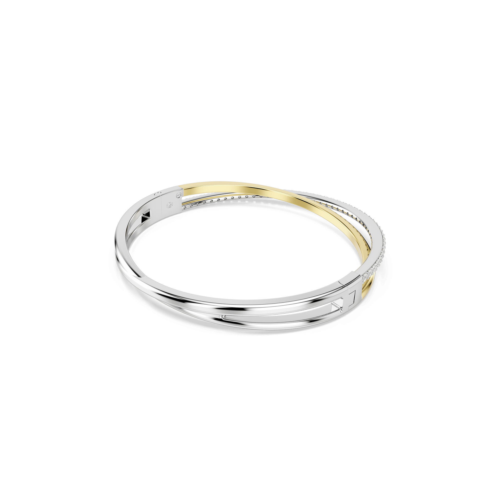 Hyperbola bangle, Round cut, White, Mixed metal finish 5689720