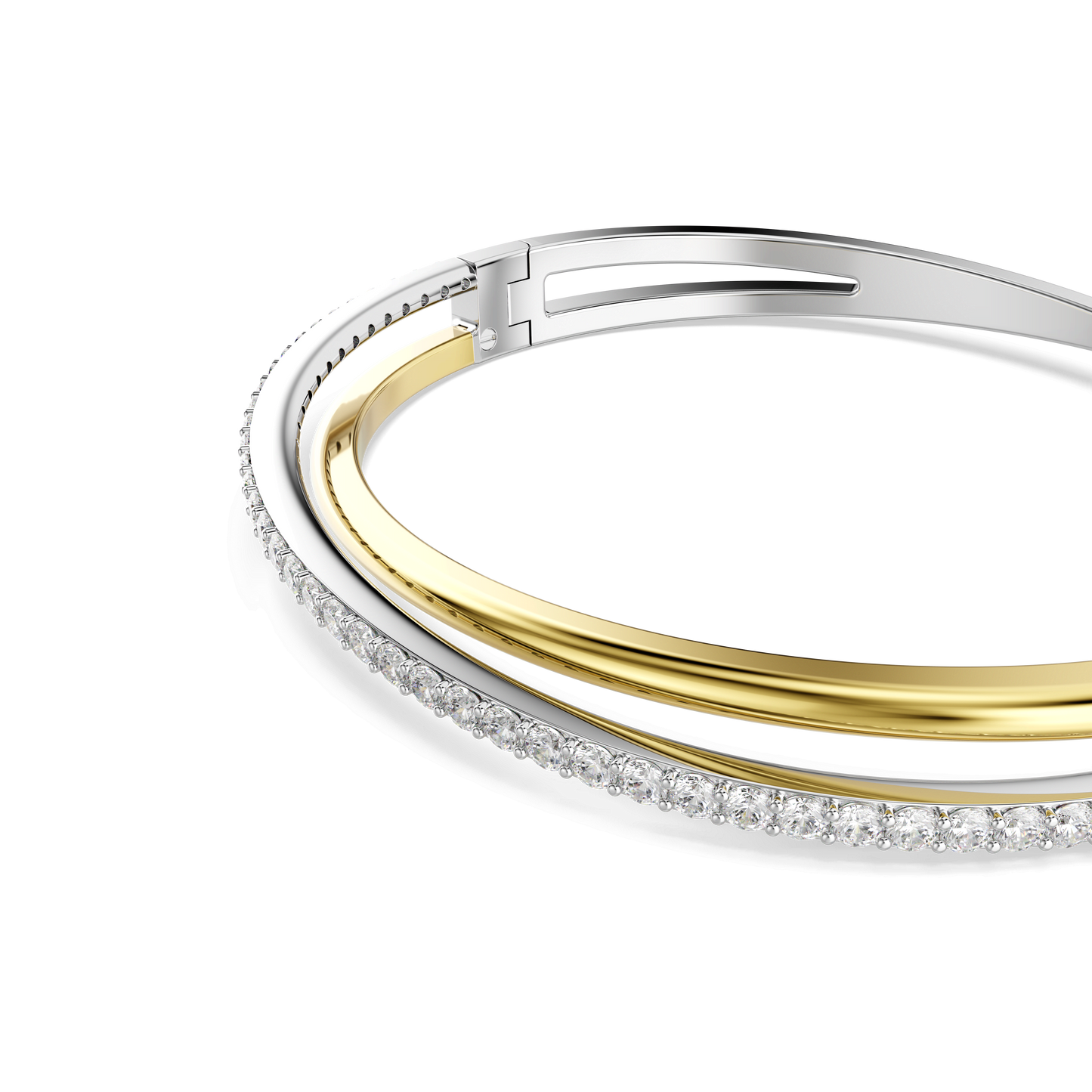 Hyperbola bangle, Round cut, White, Mixed metal finish 5689722