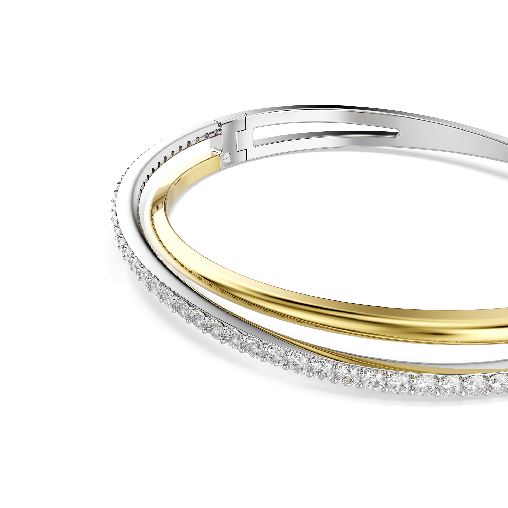 Hyperbola bangle, Round cut, White, Mixed metal finish 5689722
