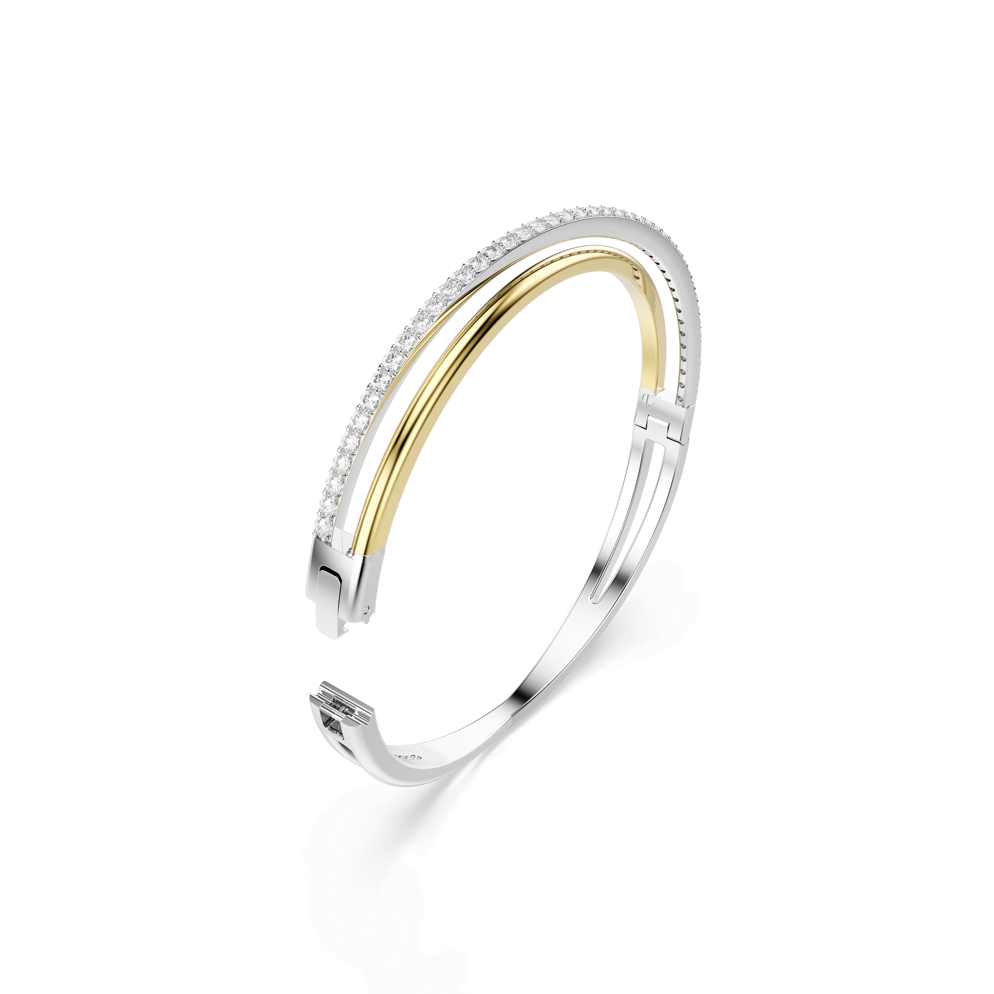 Hyperbola bangle, Round cut, White, Mixed metal finish 5689722