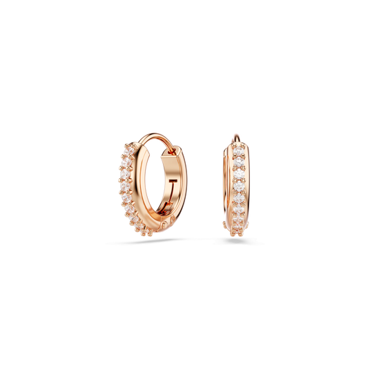 Matrix hoop earrings, Round cut, White, Rose gold-tone plated 5690669