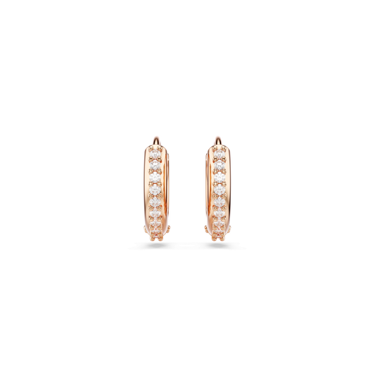 Matrix hoop earrings, Round cut, White, Rose gold-tone plated 5690669