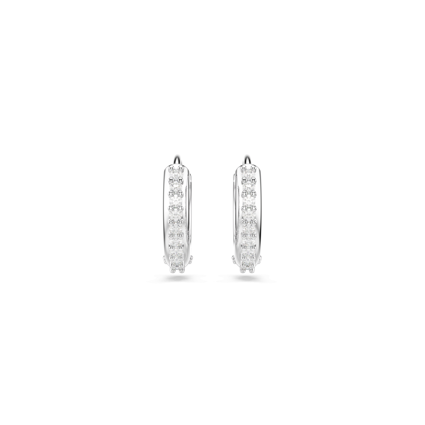 Matrix hoop earrings, Round cut, White, Rhodium plated 5690670