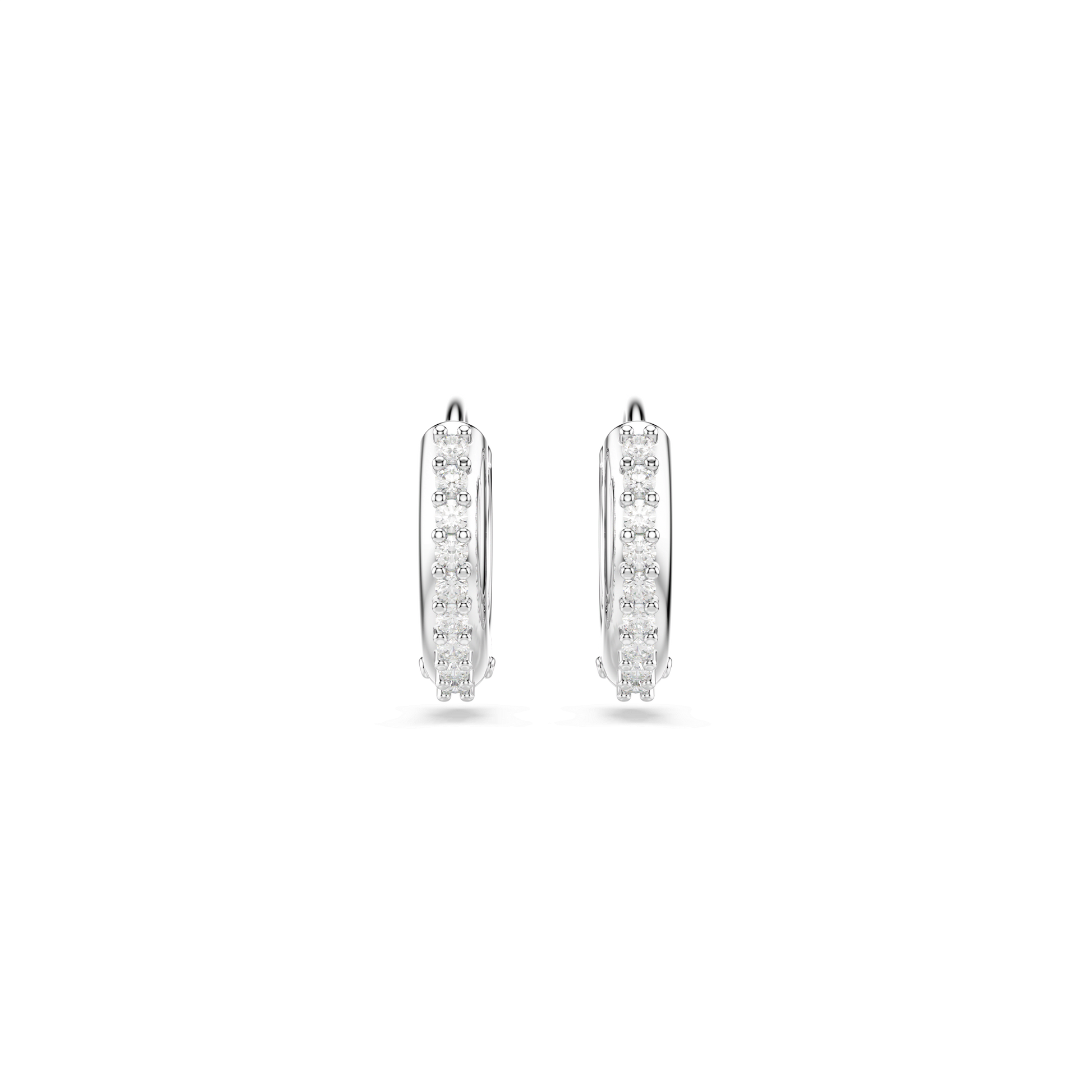 Matrix hoop earrings, Round cut, White, Rhodium plated 5690670