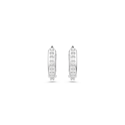 Matrix hoop earrings, Round cut, White, Rhodium plated 5690670