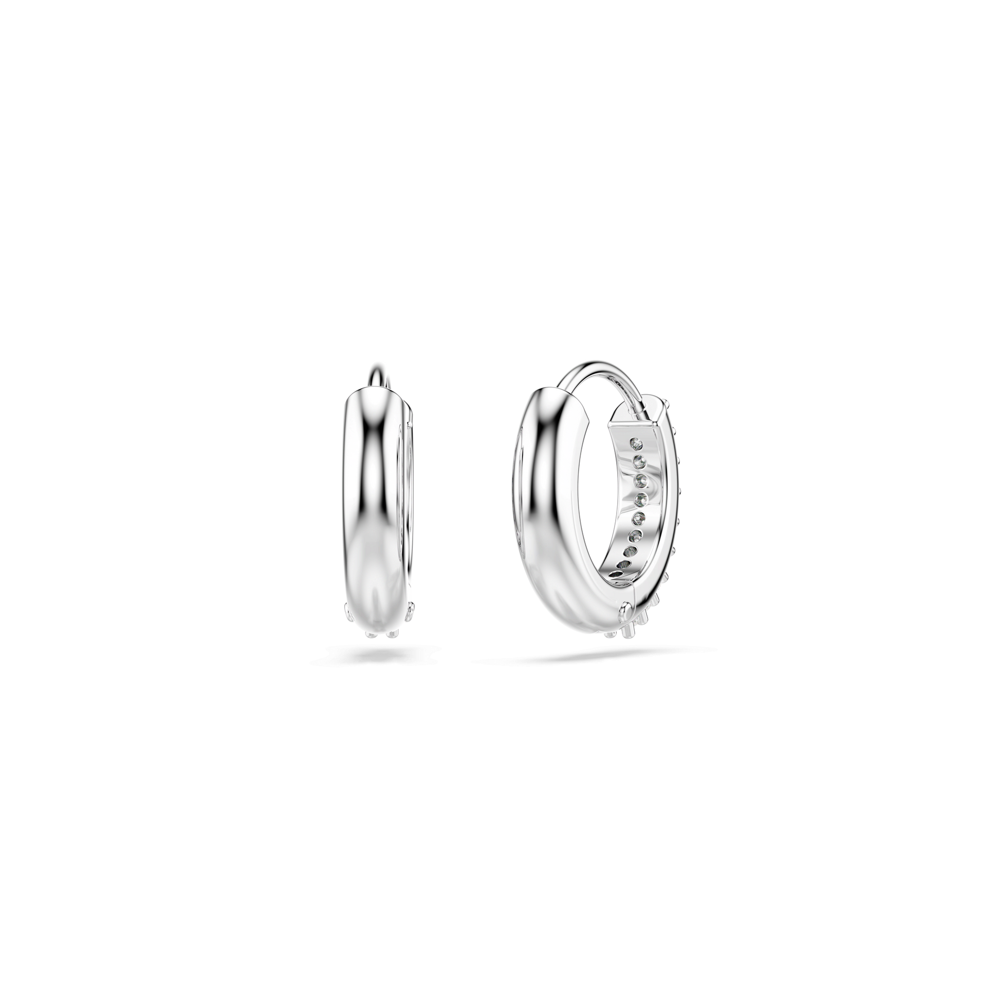 Matrix hoop earrings, Round cut, White, Rhodium plated 5690670