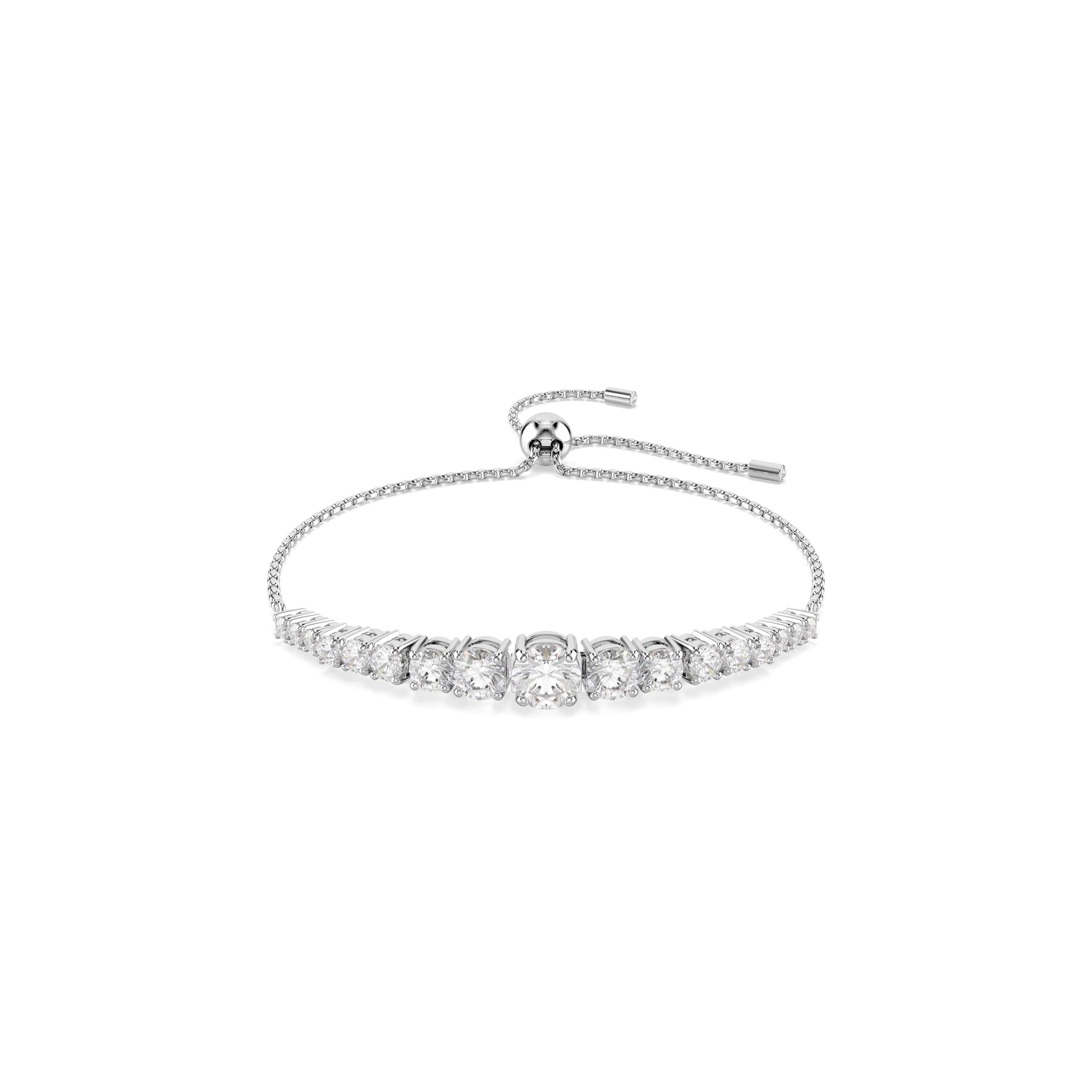 Matrix bracelet, Gradient of round cuts, White, Rhodium plated 5690677