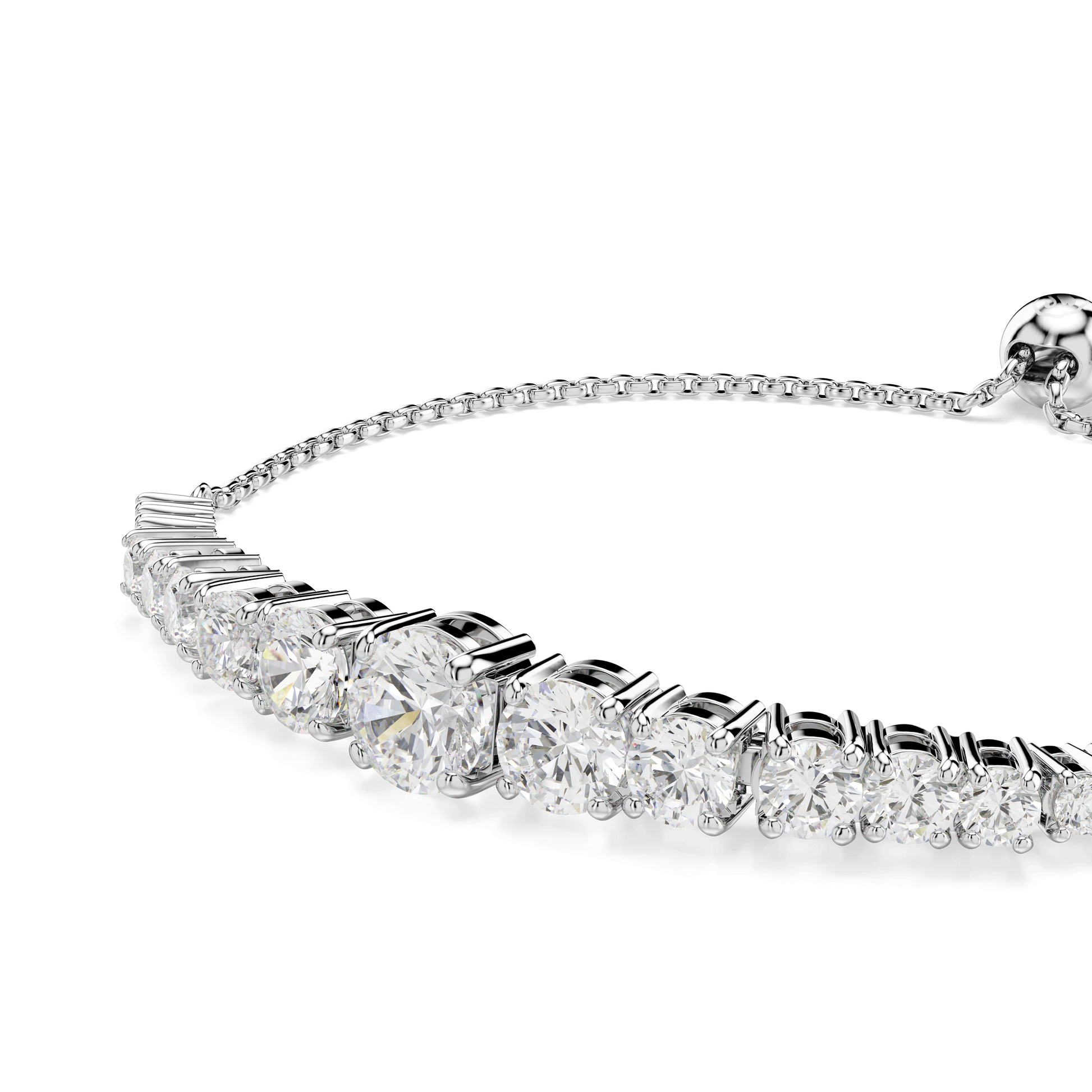 Matrix bracelet, Gradient of round cuts, White, Rhodium plated 5690677