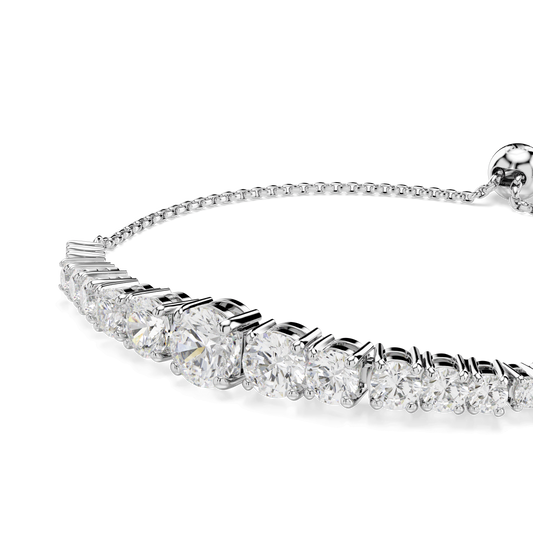 Matrix bracelet, Gradient of round cuts, White, Rhodium plated 5690677