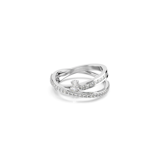 Hyperbola ring, Mixed cuts, White, Rhodium plated 5691228