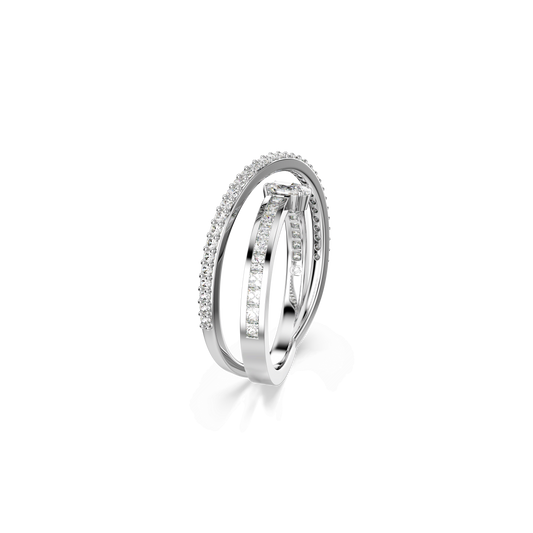 Hyperbola ring, Mixed cuts, White, Rhodium plated 5691229