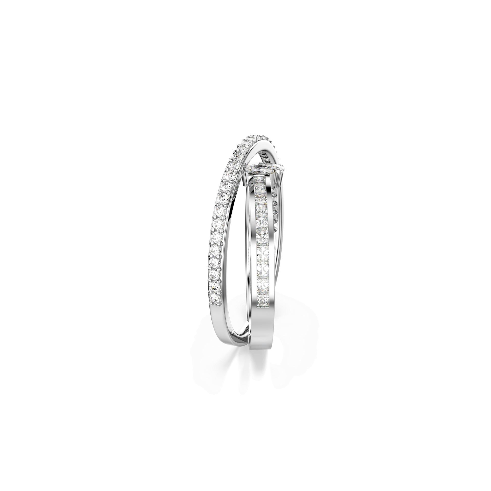 Hyperbola ring, Mixed cuts, White, Rhodium plated 5691232