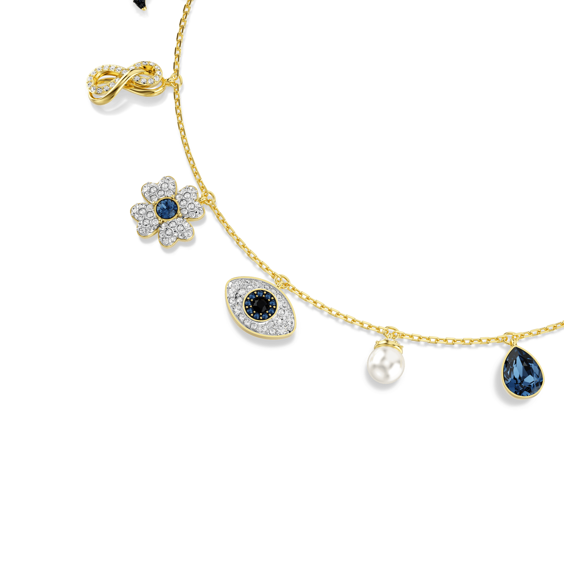Symbolica choker, Crystal pearl, Moon, infinity, clover, evil eye and horseshoe, Blue, Gold-tone plated 5692164