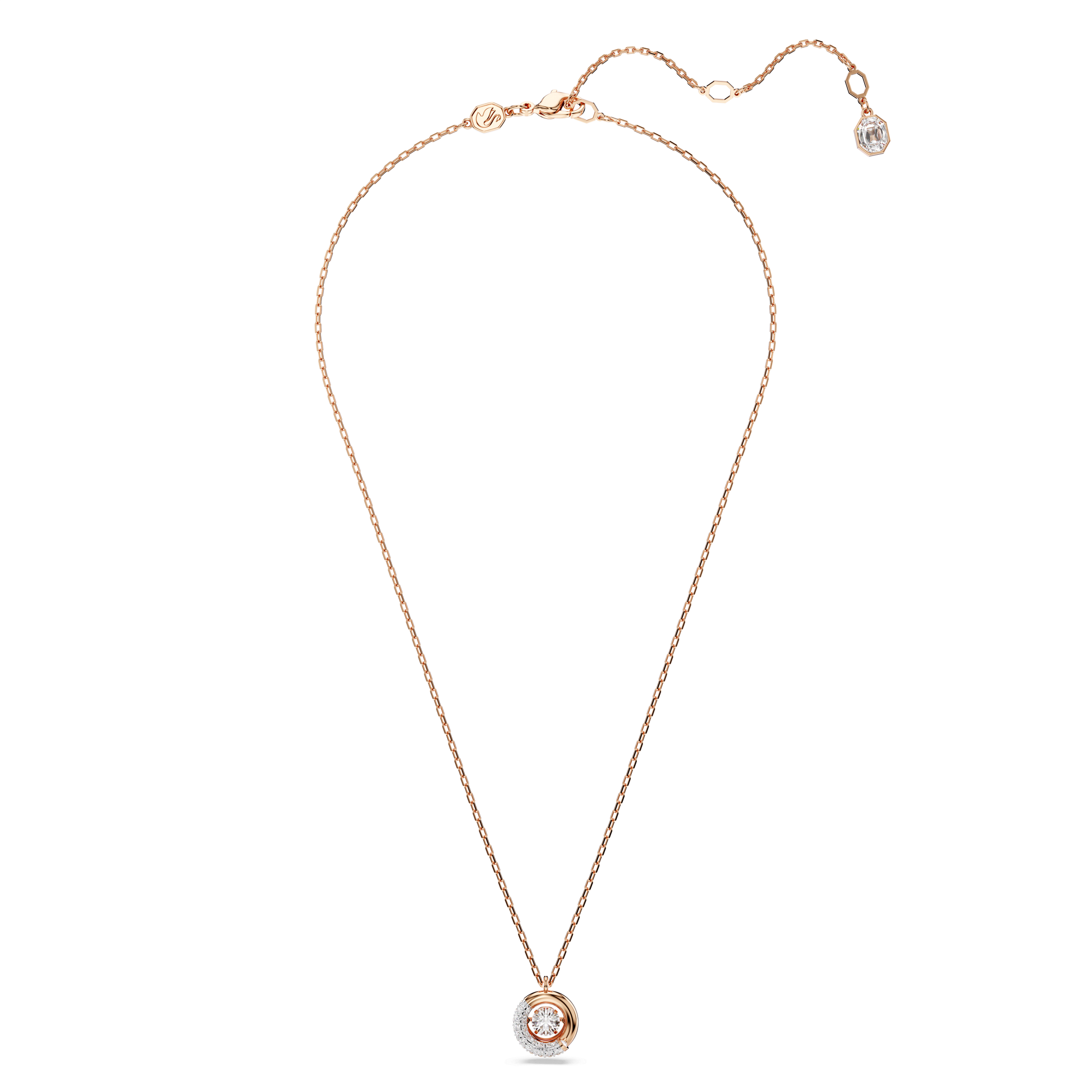 Dextera pendant, Round cut, White, Rose gold-tone plated 5692257