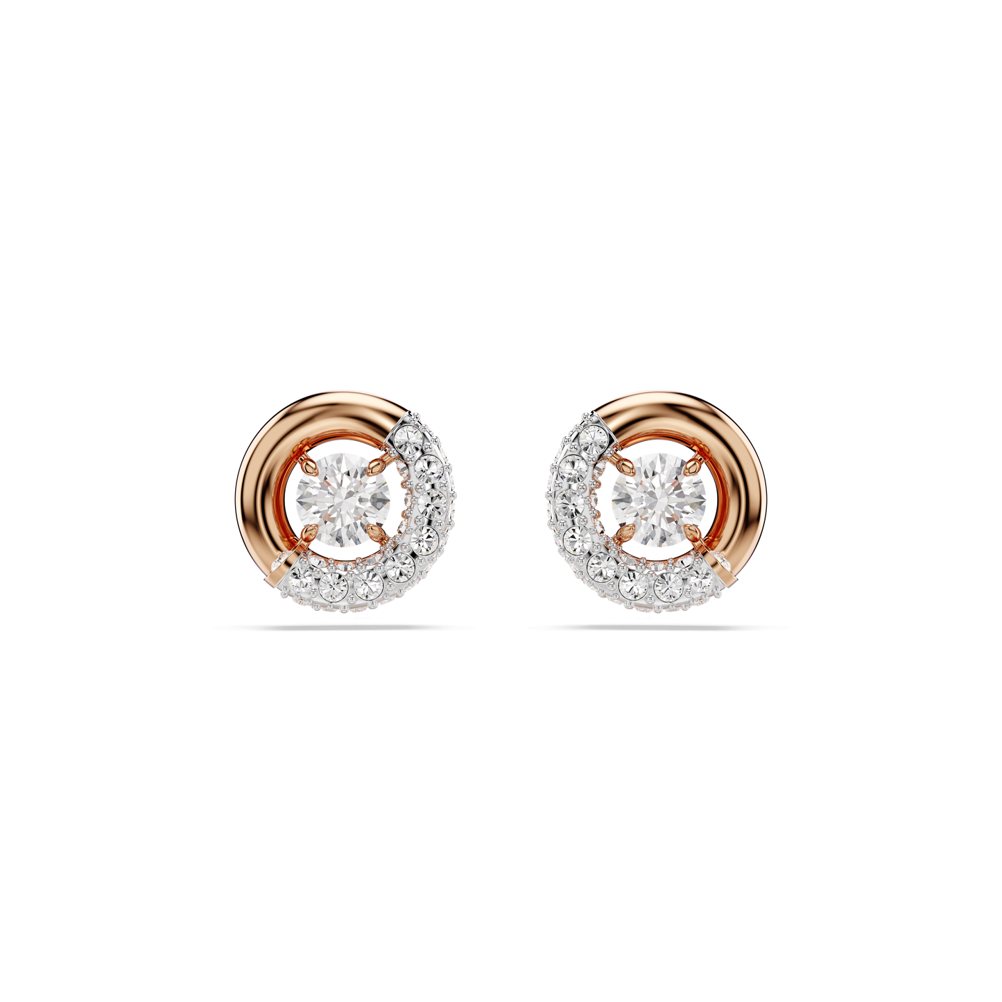 Dextera stud earrings, Round cut, White, Rose gold-tone plated 5692258
