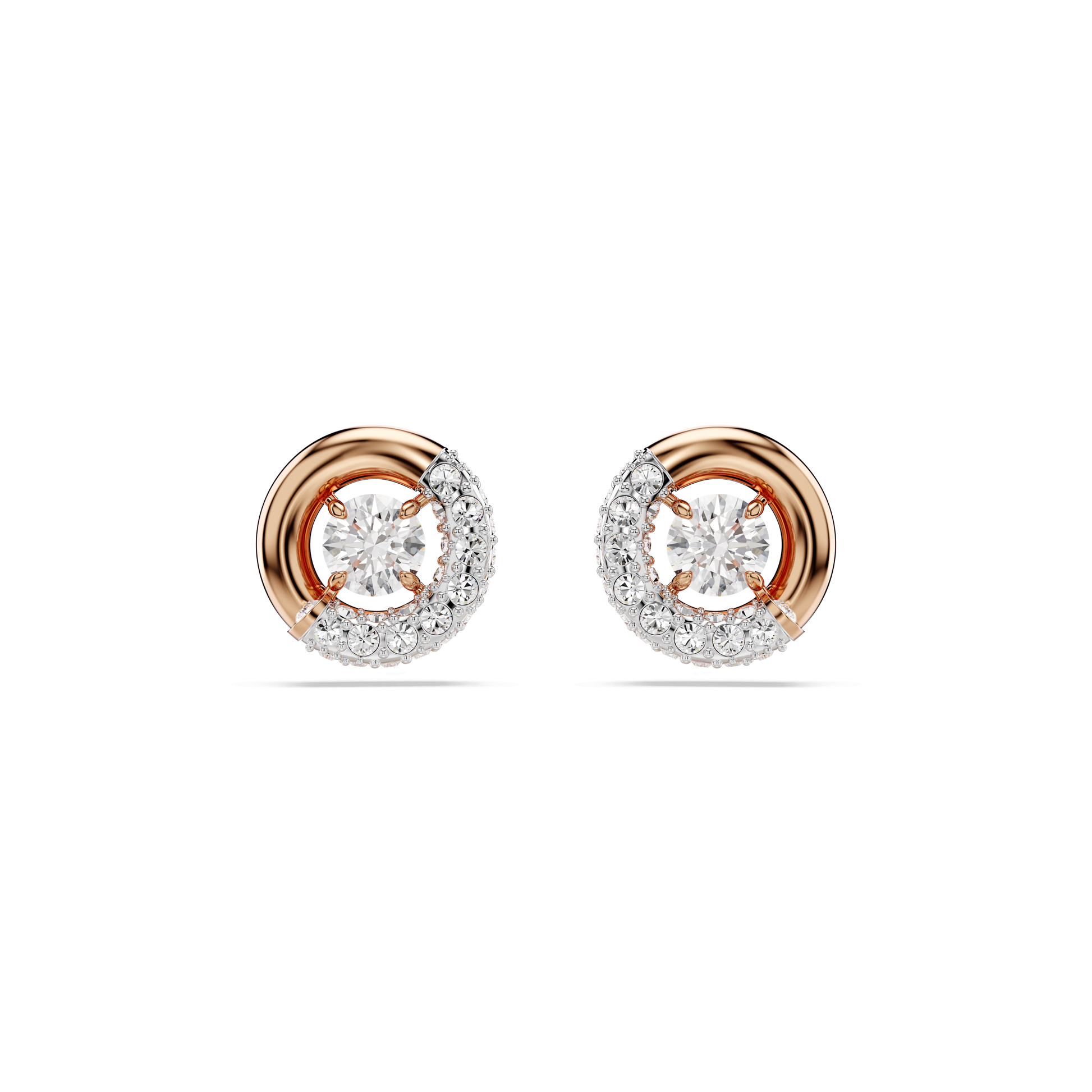 Dextera stud earrings, Round cut, White, Rose gold-tone plated 5692258
