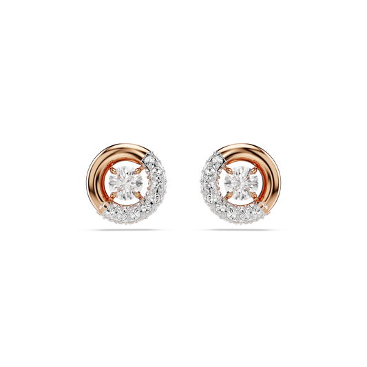 Dextera stud earrings, Round cut, White, Rose gold-tone plated 5692258