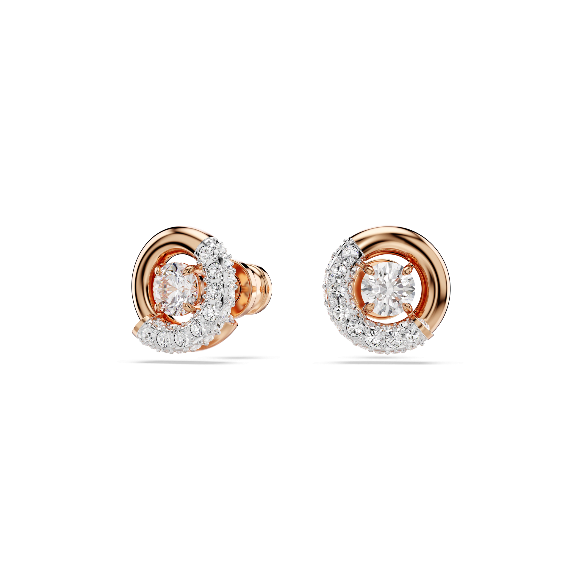 Dextera stud earrings, Round cut, White, Rose gold-tone plated 5692258