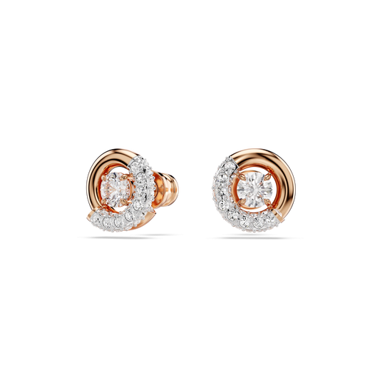 Dextera stud earrings, Round cut, White, Rose gold-tone plated 5692258