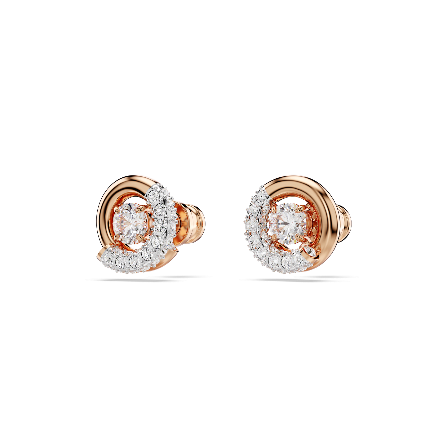 Dextera stud earrings, Round cut, White, Rose gold-tone plated 5692258