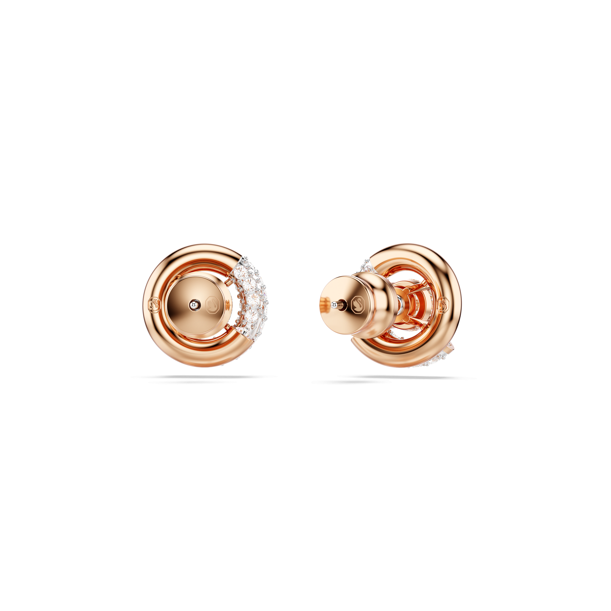 Dextera stud earrings, Round cut, White, Rose gold-tone plated 5692258