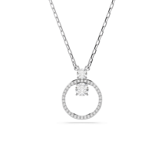 Constella pendant, Pavé, Round cut, White, Rhodium plated 5692261
