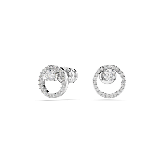 Constella stud earrings, Round cut, White, Rhodium plated 5692262