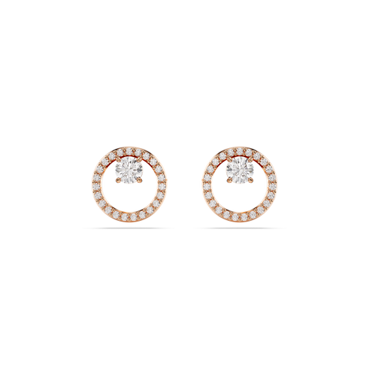 Constella stud earrings, Round cut, White, Rose gold-tone plated 5692263