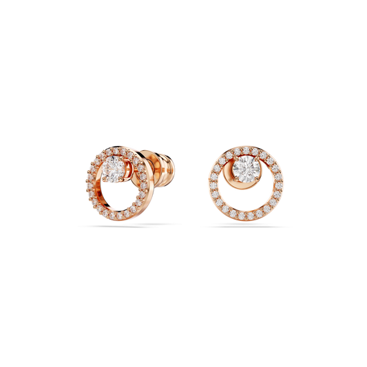 Constella stud earrings, Round cut, White, Rose gold-tone plated 5692263