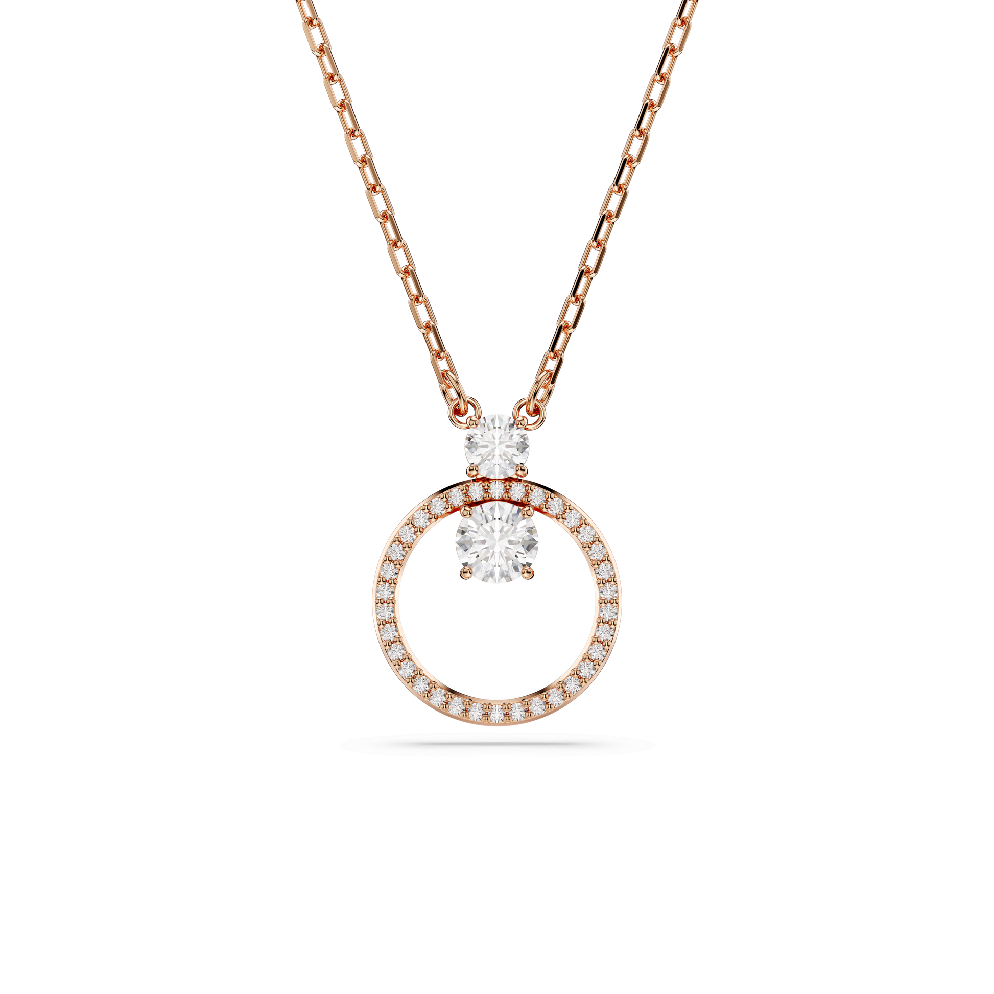 Constella pendant, Pavé, Round cut, White, Rose gold-tone plated 5692266