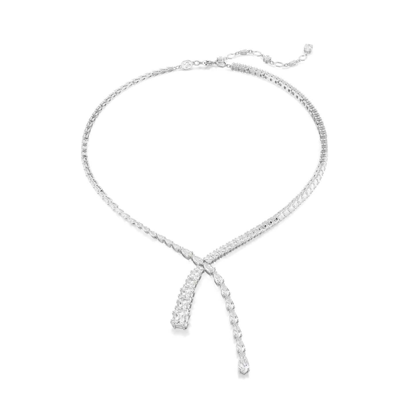 Matrix Y necklace, Mixed cuts, White, Rhodium plated 5692533