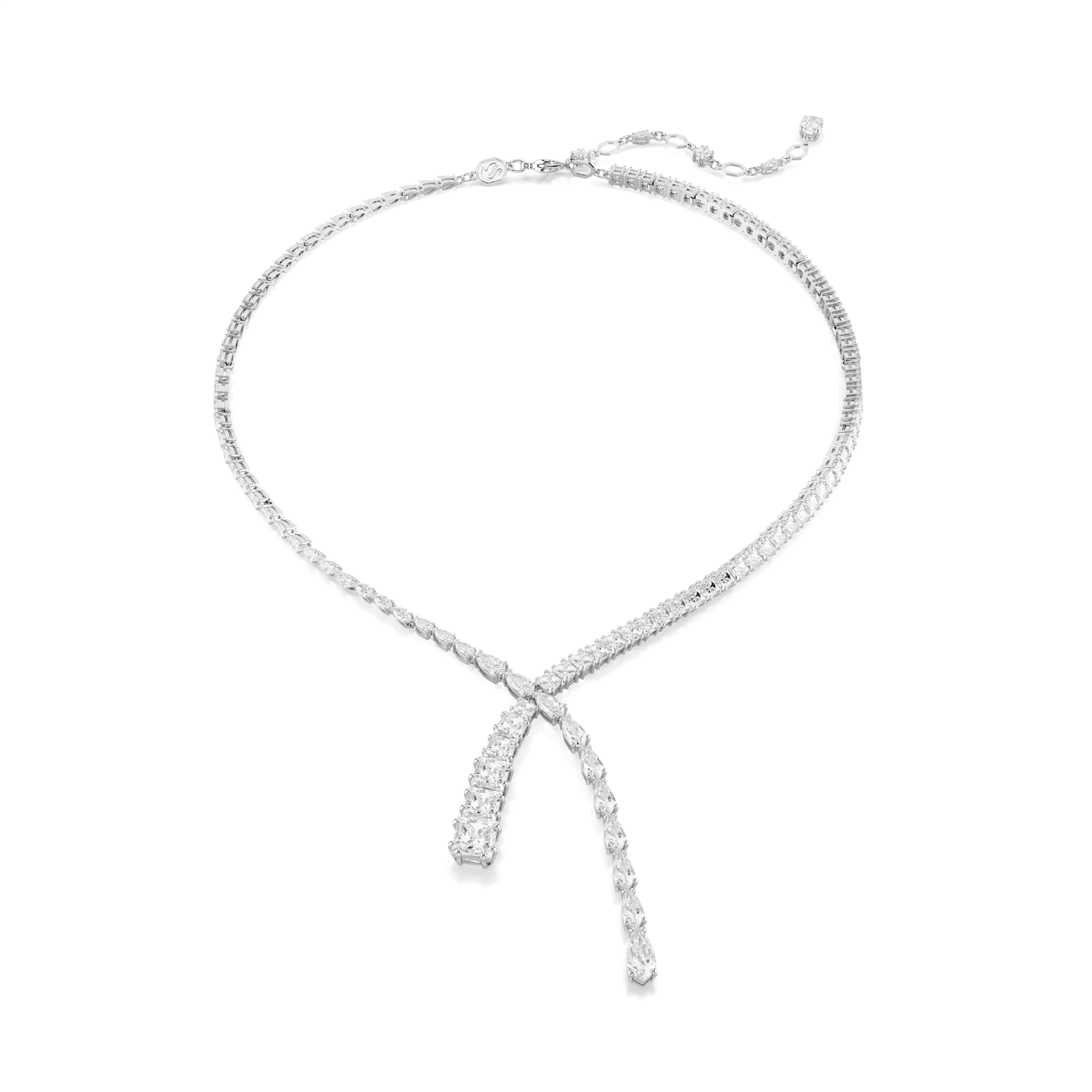 Matrix Y necklace, Mixed cuts, White, Rhodium plated 5692533