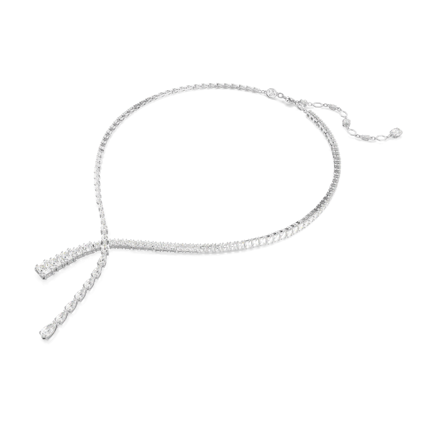 Matrix Y necklace, Mixed cuts, White, Rhodium plated 5692533