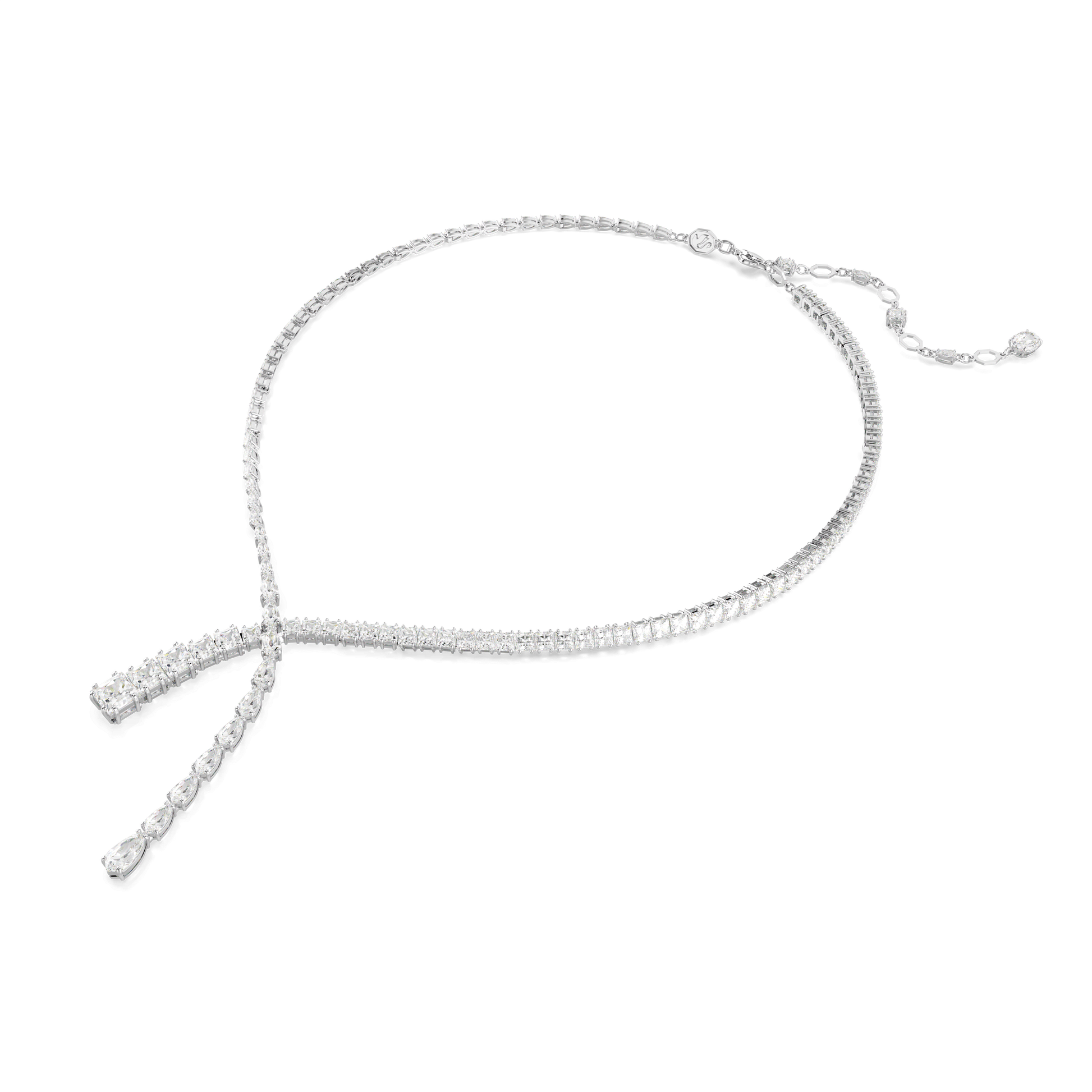 Matrix Y necklace, Mixed cuts, White, Rhodium plated 5692533