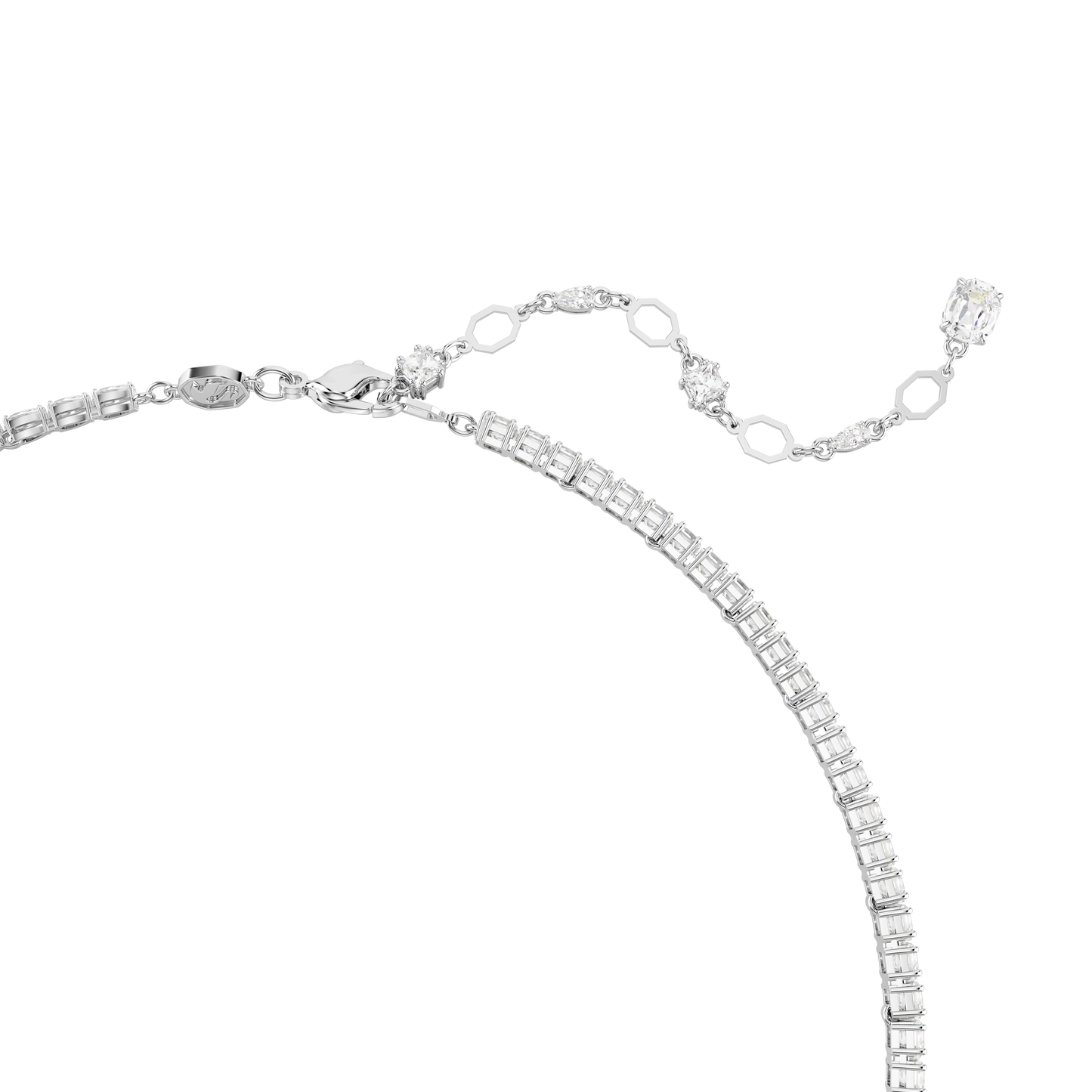 Matrix Y necklace, Mixed cuts, White, Rhodium plated 5692533
